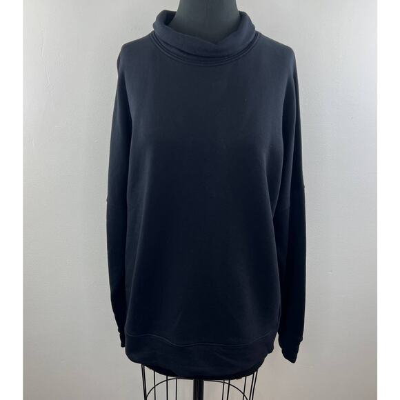COS Navy Blue Oversized Mock Neck Seamed Long Sleeve Pullover Sweatshirt Top S - Picture 1 of 5